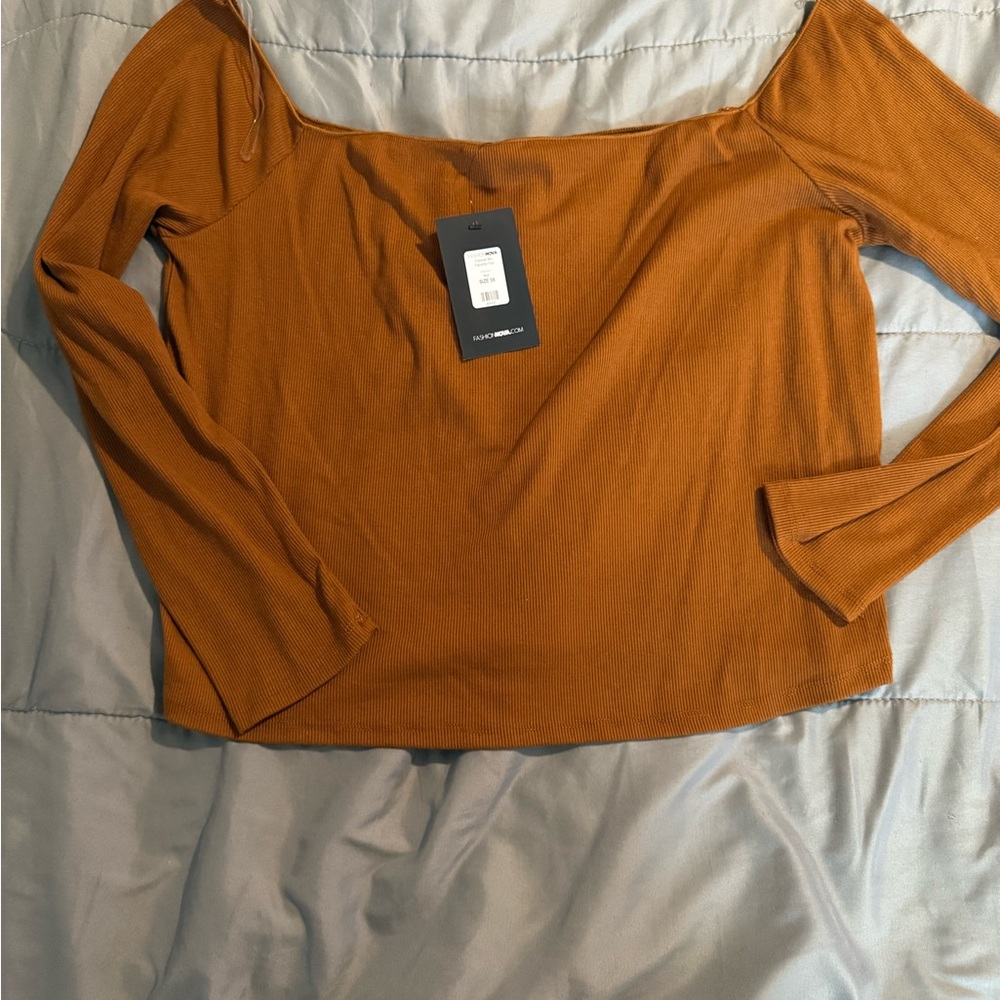 Women's Rust Off-Shoulder Cropped Top